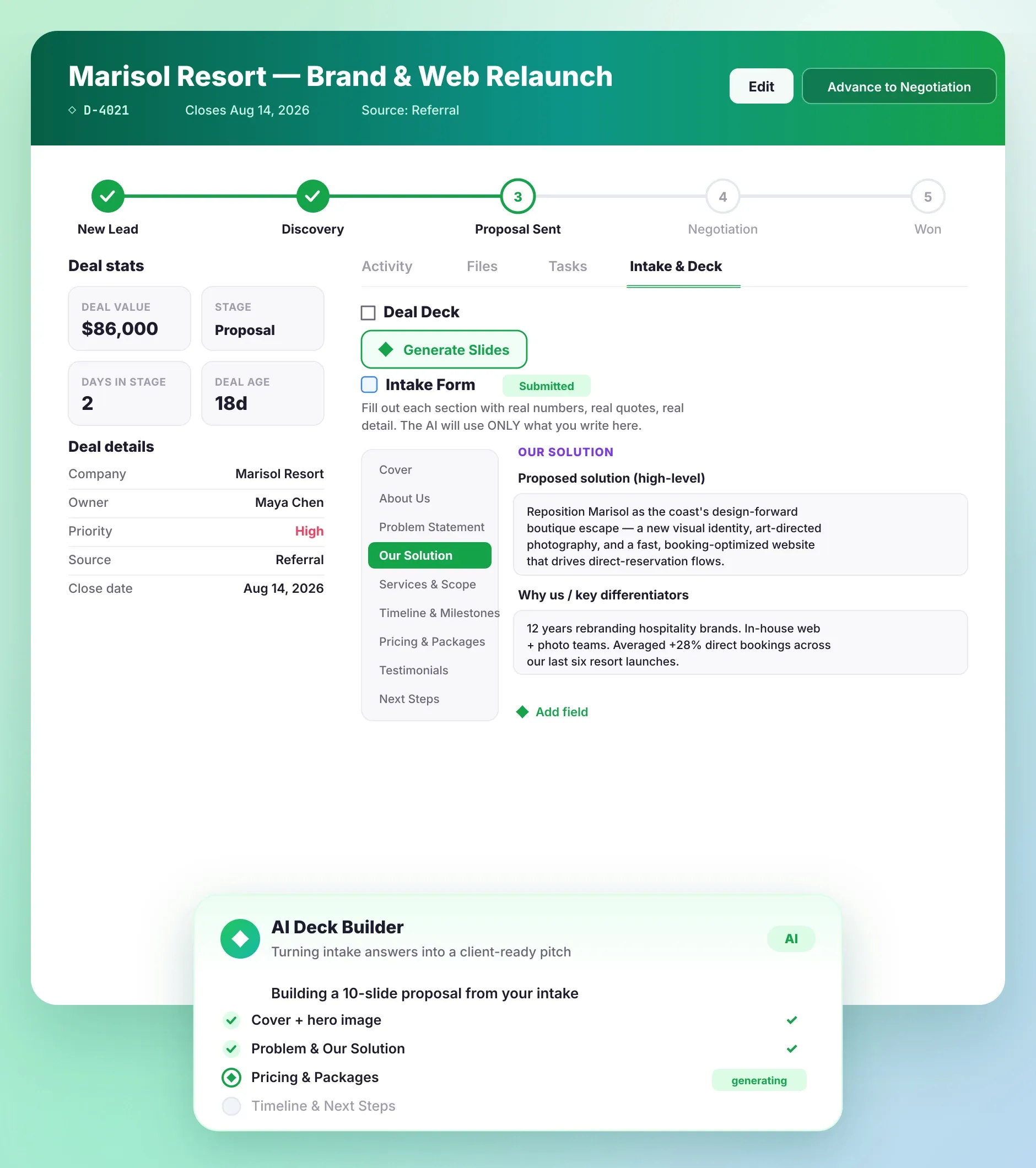 Sales Pipeline & Deals Tracking — Insytical screenshot