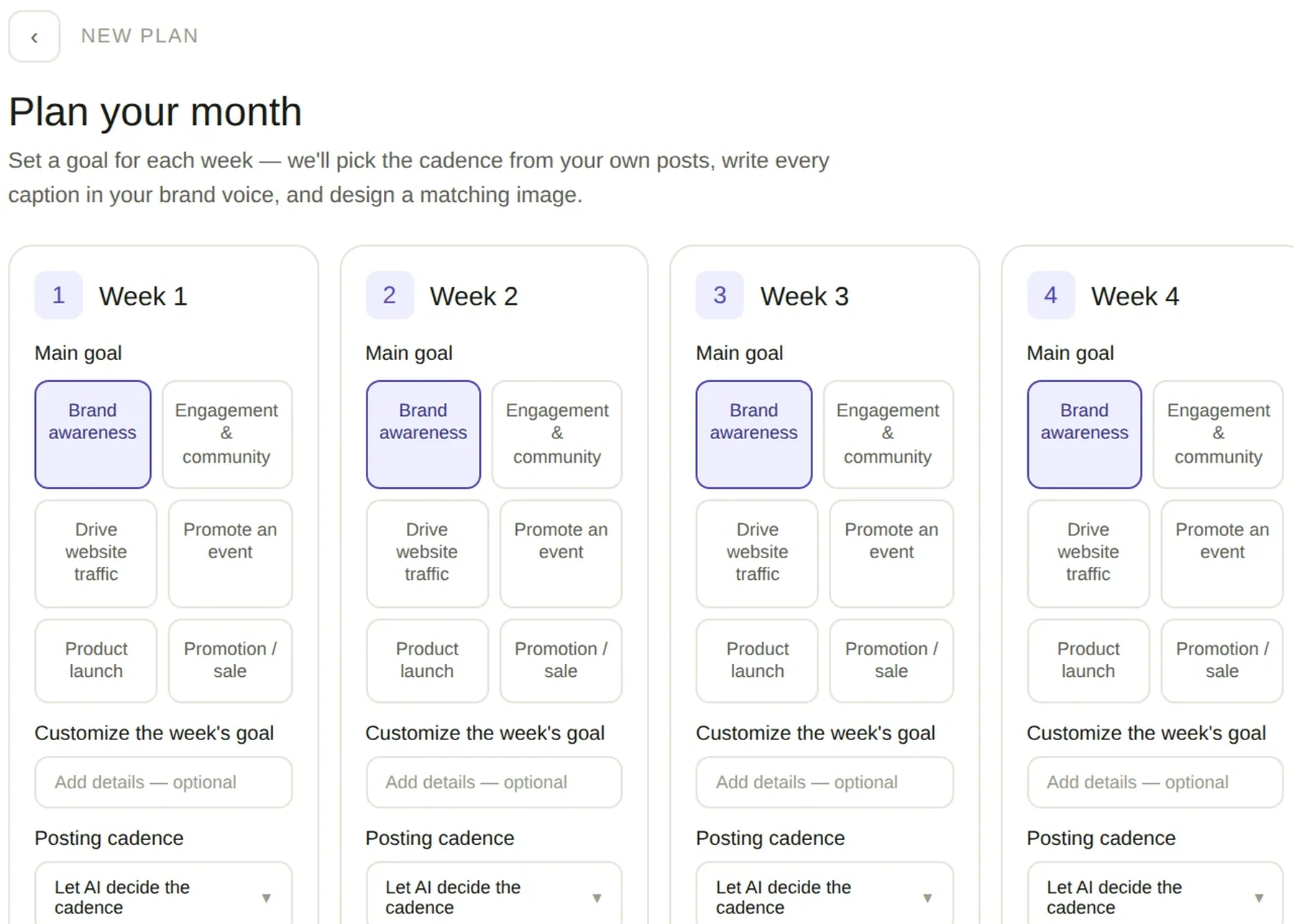 Planning a month of content in Insytical